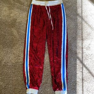 Really cute Sequin red white and blue pants!